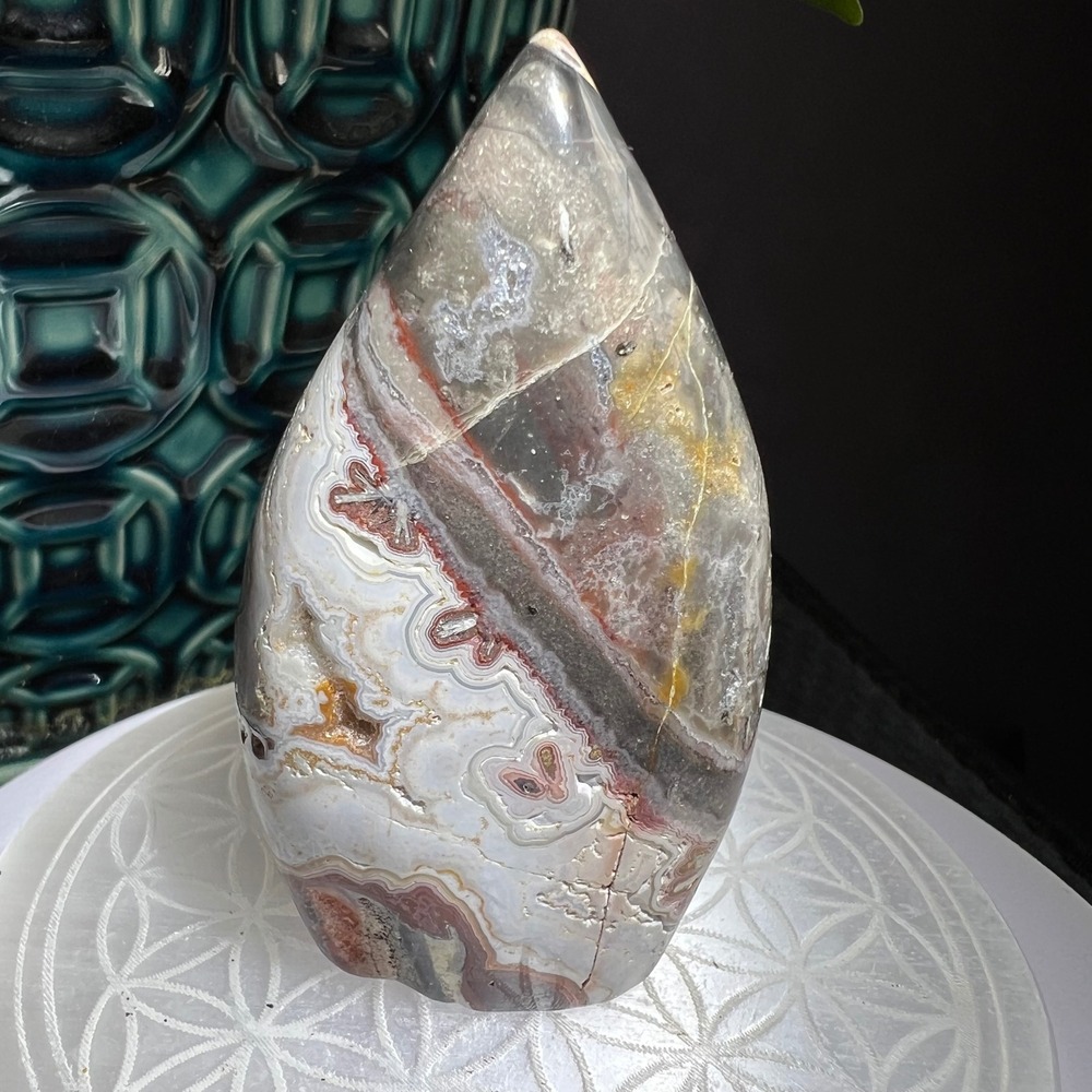 Mexican Crazy Lace Agate Teardrop Druzy Healing Crystal Stone Decor Meditation - Picture 4 of 13